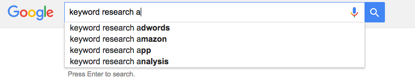 keyword research + "a"