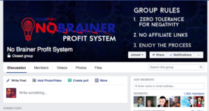 no brainer profit system Facebook group