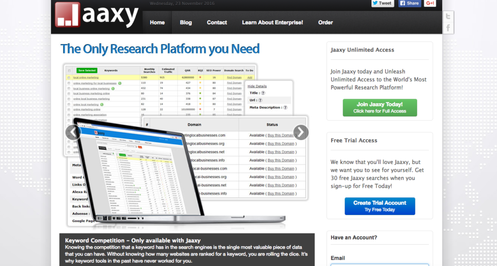 jaaxy keyword research tool