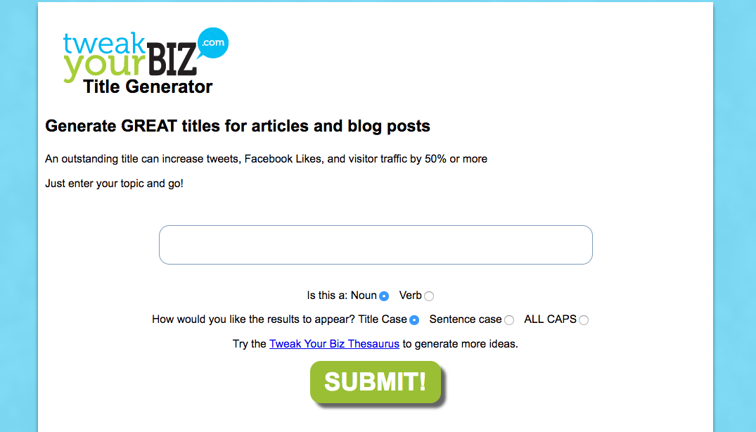 tweakyourbiz free blog content generator